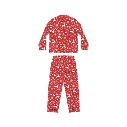 Womens Red Christmas Satin Pajama Set