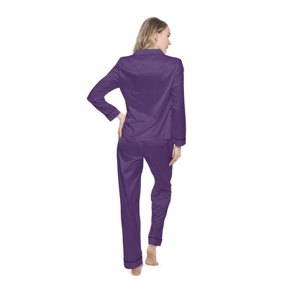 Womens Dark Purple Satin Pajama Set