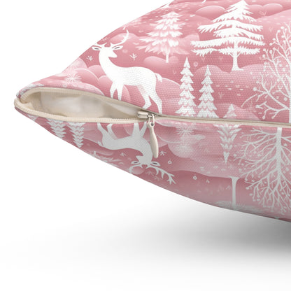 Pink Winter Wonderland Spun Polyester Square Pillow