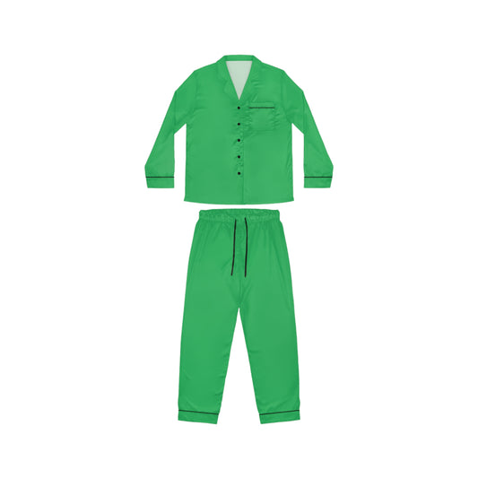 Womens Emerald Green Satin Pajama Set