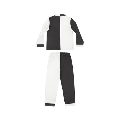 Womens Black and White Color-Block Pajama Set