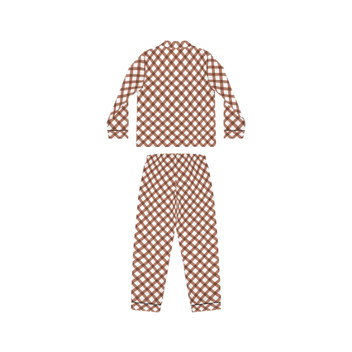 Womens Brown Grid Delight Satin Pajamas