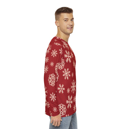 Mens Frosted Snowflakes Long Sleeve Pajama Shirt