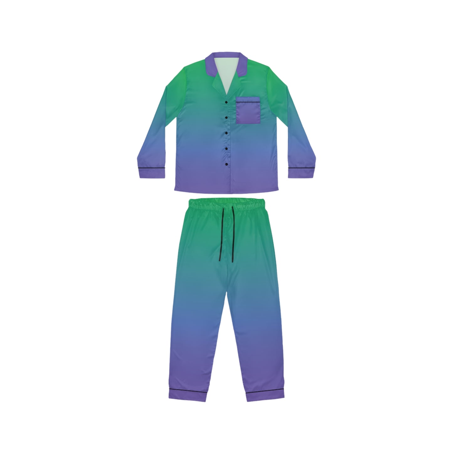 Womens Green Ombre Satin Pajama Set