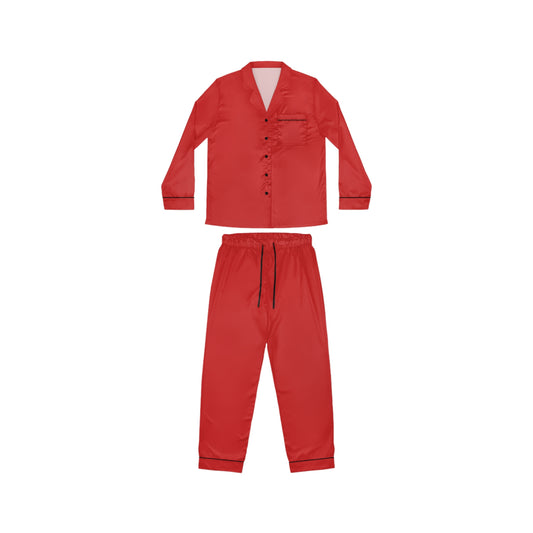 Womens Red Satin Pajama Set