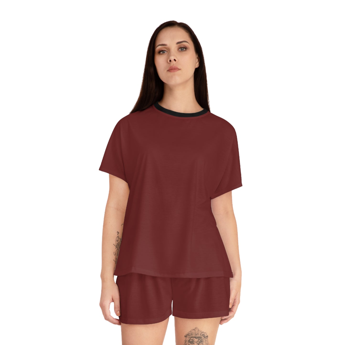 Womens Burgundy Short Pajama Set