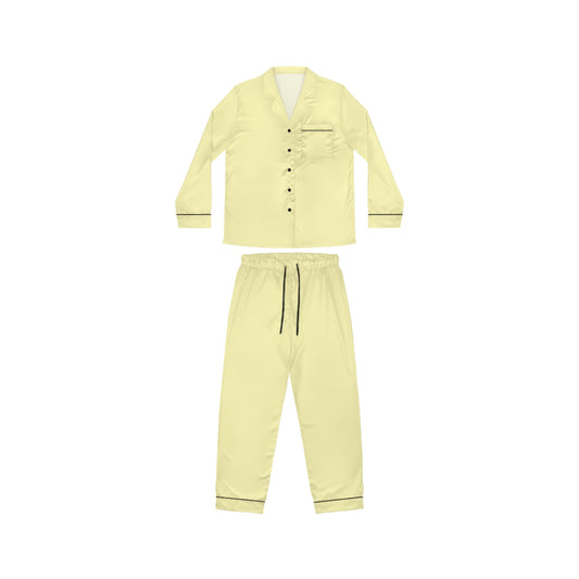 Womens Baby Yellow Satin Pajama Set