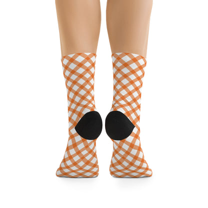 Orange Grid Delight Recycled Poly Socks