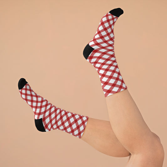 Red Grid Delight Recycled Poly Socks