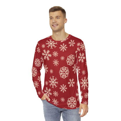 Mens Frosted Snowflakes Long Sleeve Pajama Shirt