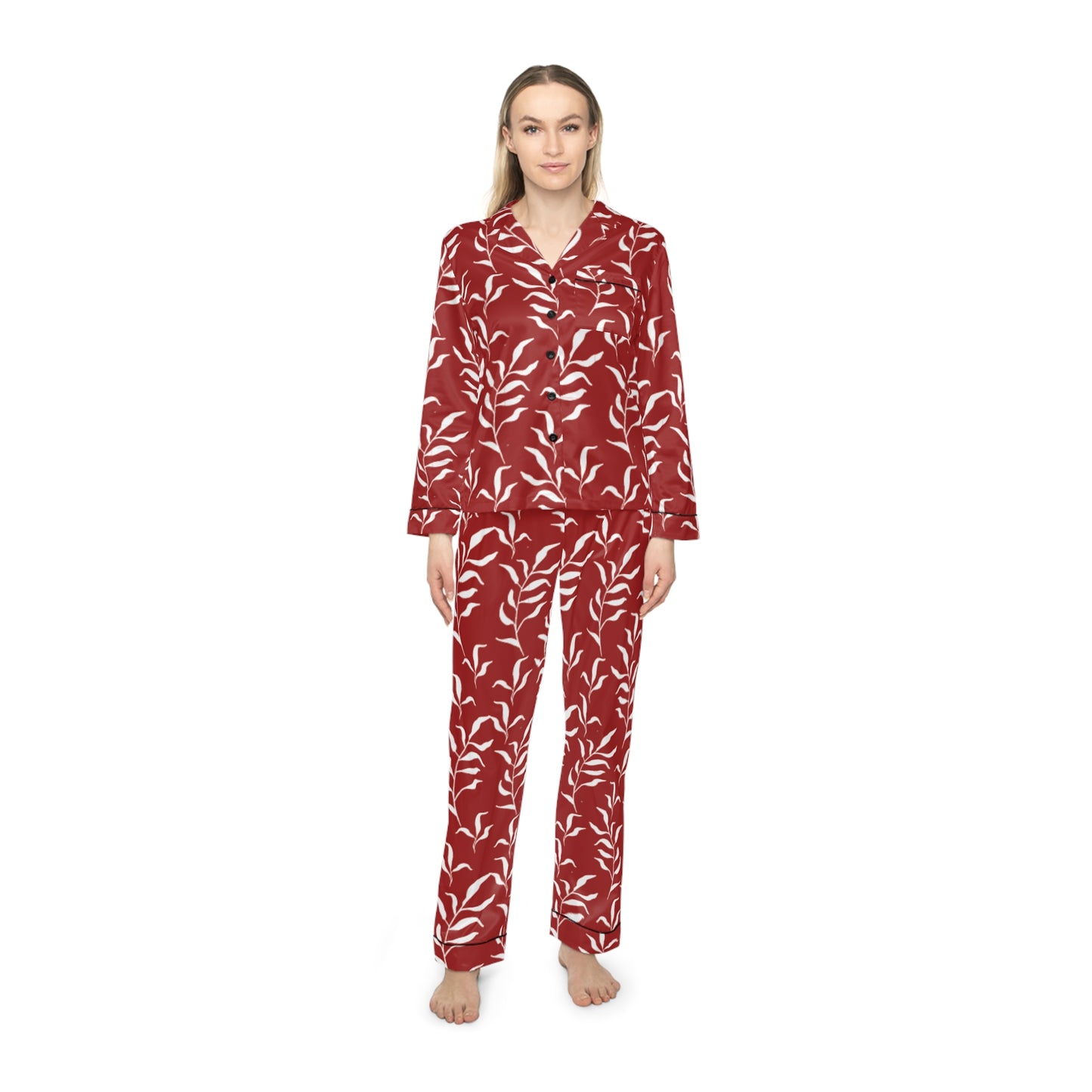 Womens Scarlet Flora Satin Pajamas