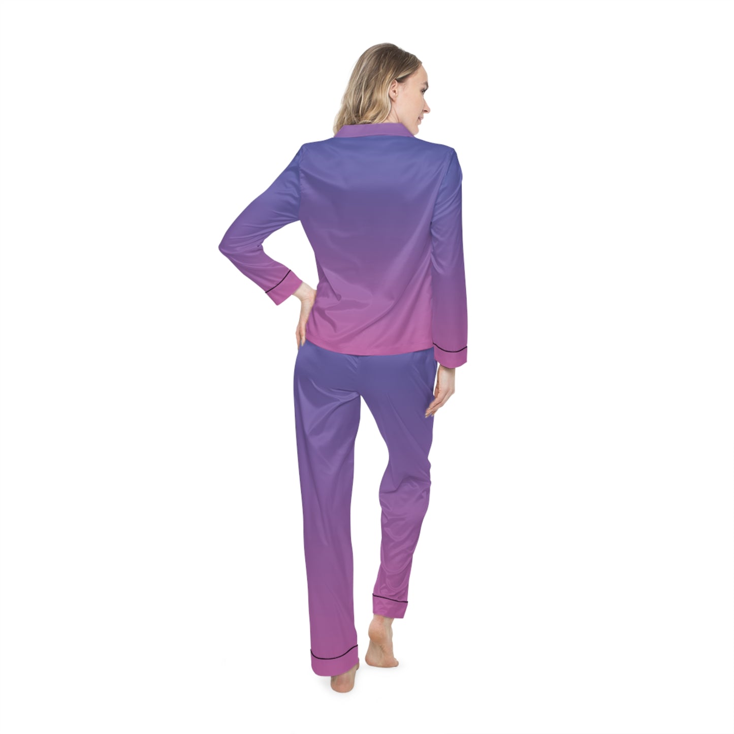 Womens Purple Ombre Satin Pajama Set