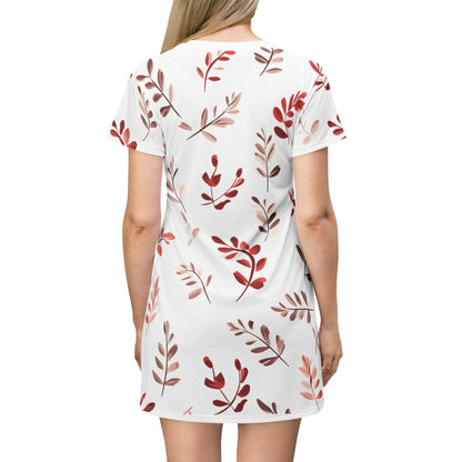 Womens Freshly Leaves T-Shirt Pajama Dress