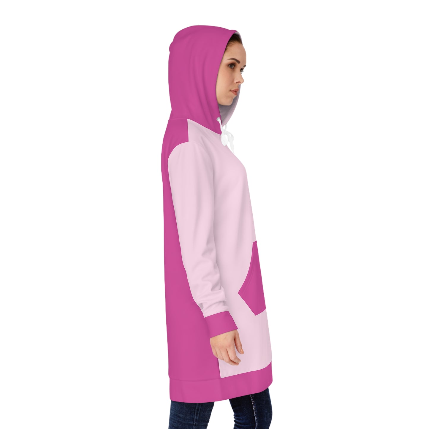 Womens Pink Color-Block Hoodie Pajama Dress