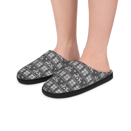 Mens Gray Festive Forest Indoor Slippers